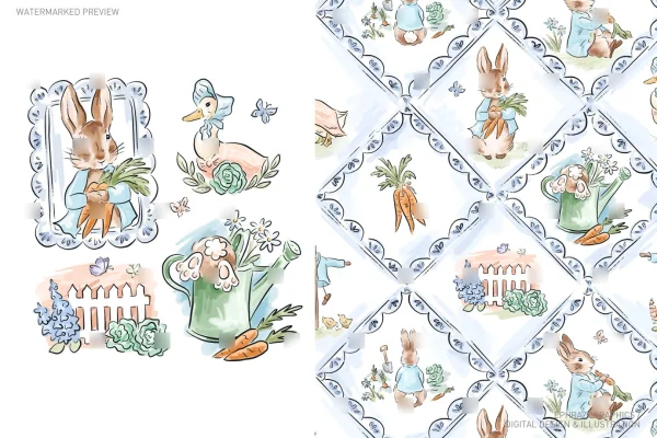 Peter Rabbit Beatrix Potter Hand Drawn Set [070] - Sets