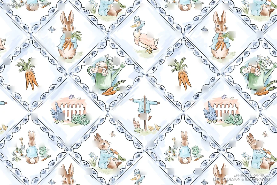 Peter Rabbit Beatrix Potter Hand Drawn Set [070] - 3