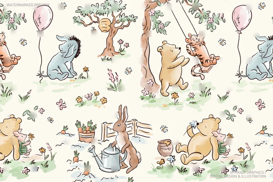 Spring Winnie The Pooh Watercolor Set Version 2 [074] - 9