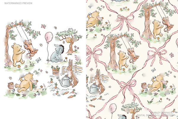 Spring Winnie The Pooh Watercolor Set Version 2 [074] - Sets