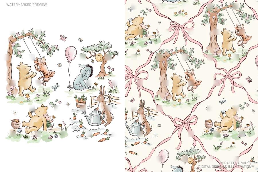 Spring Winnie The Pooh Watercolor Set Version 2 [074] - 1