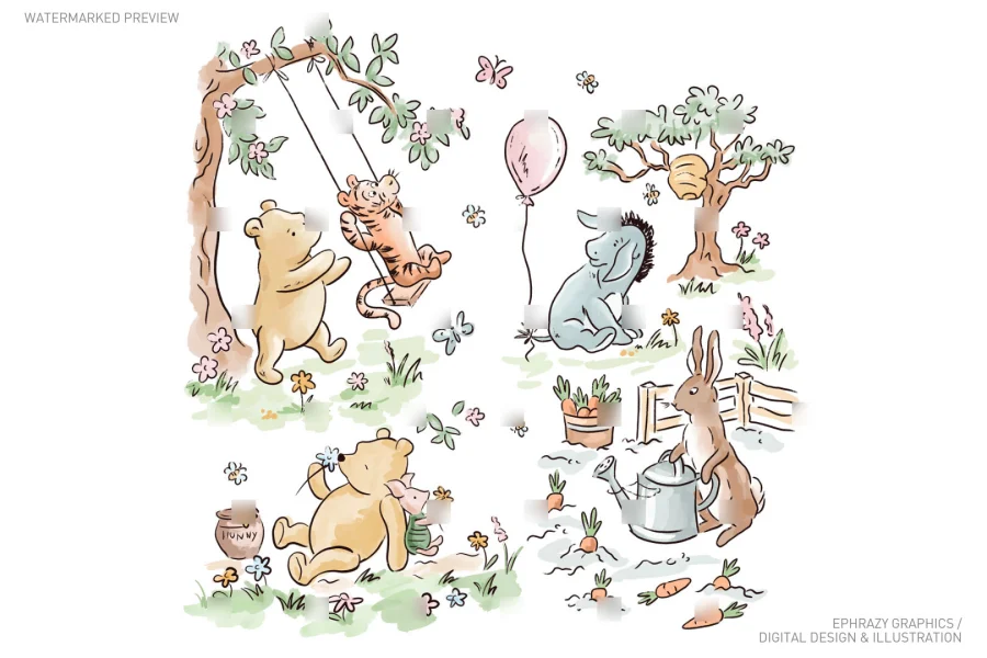 Spring Winnie The Pooh Watercolor Set Version 2 [074] - 4