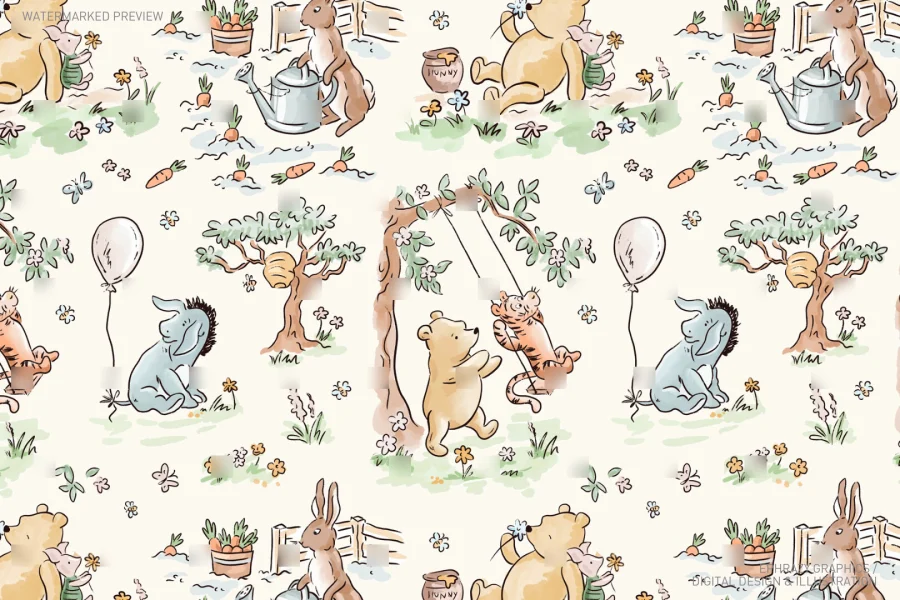 Spring Winnie The Pooh Watercolor Set Version 2 [074] - 7