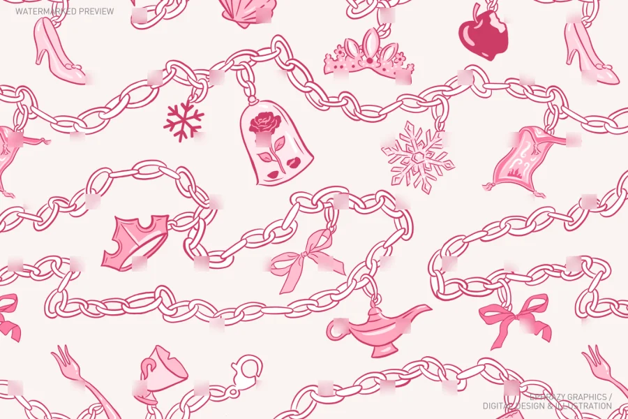 Pink Princesses With Bows Set [075] - 8