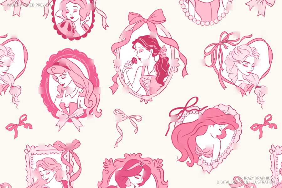 Pink Princesses With Bows Set [075] - 9