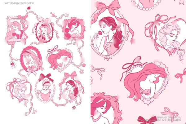 Pink Princesses With Bows Set [075] - Sets