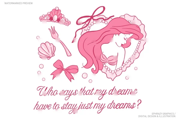 Ariel Princess Pink Aesthetic Clip Art [076] - Clipart