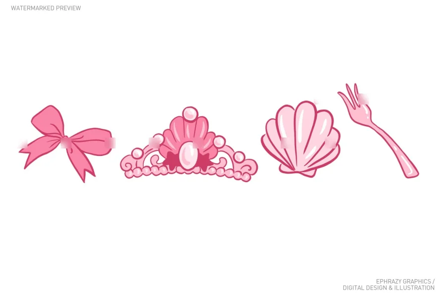 Ariel Princess Pink Aesthetic Clip Art [076] - 4