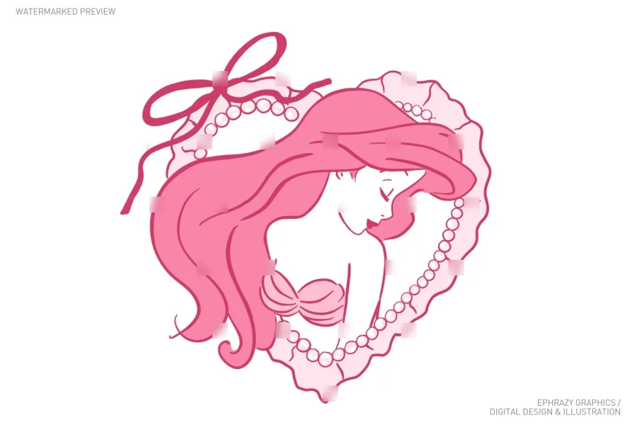 Ariel Princess Pink Aesthetic Clip Art [076] - 2