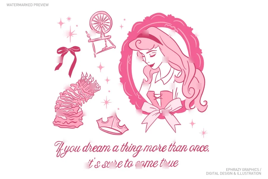 Aurora Princess Pink Aesthetic Clip Art [077] - 1