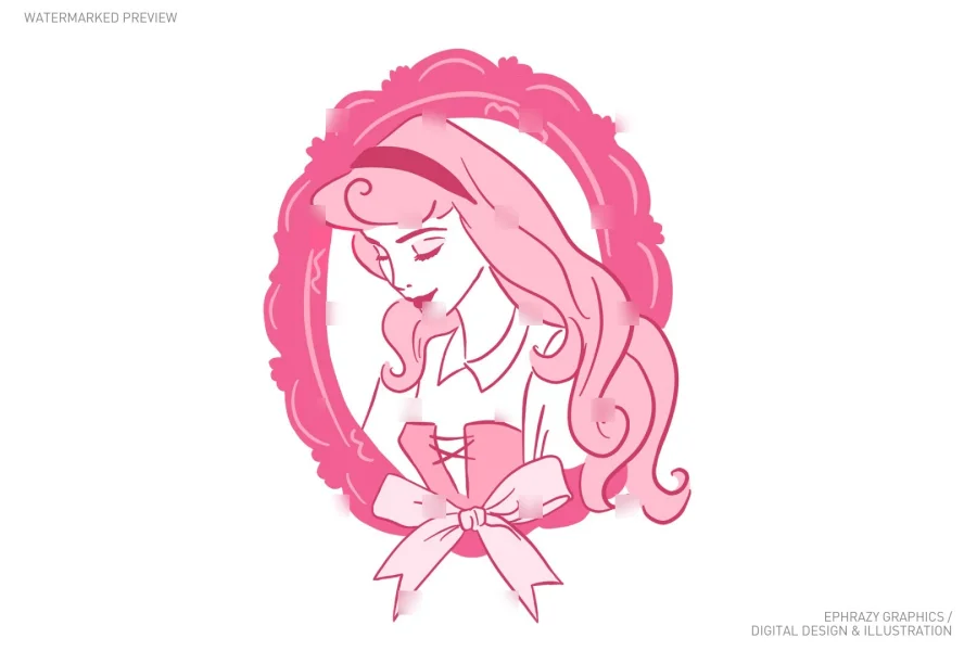 Aurora Princess Pink Aesthetic Clip Art [077] - 2