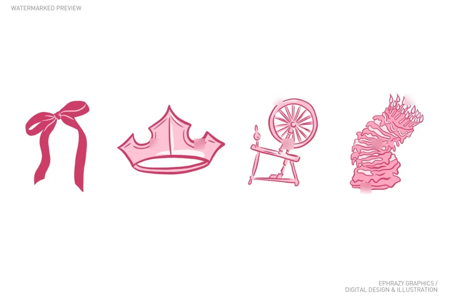 Aurora Princess Pink Aesthetic Clip Art [077] - 4