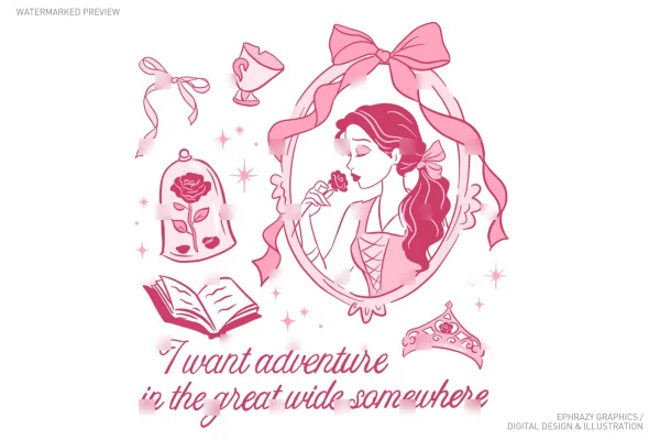 Belle Princess Pink Aesthetic Clip Art [078] - Clipart