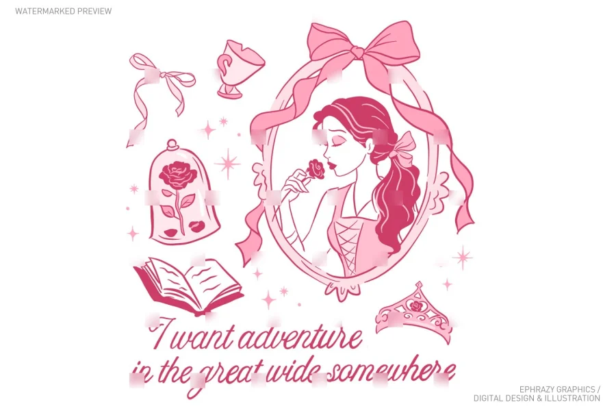 Belle Princess Pink Aesthetic Clip Art [078] - 1
