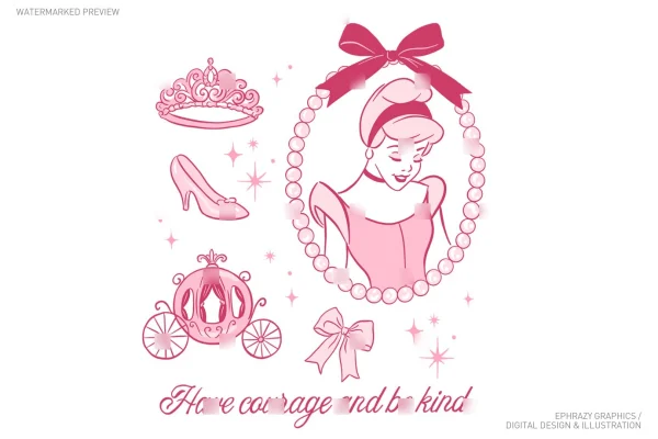 Cinderella Princess Pink Aesthetic Clip Art [079] - Clipart