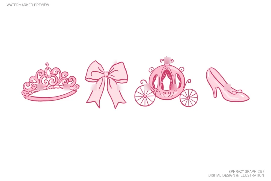 Cinderella Princess Pink Aesthetic Clip Art [079] - 4