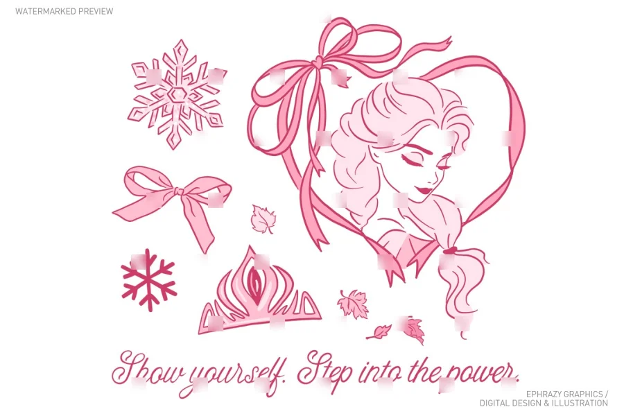 Elsa Princess Pink Aesthetic Clip Art [080] - 1