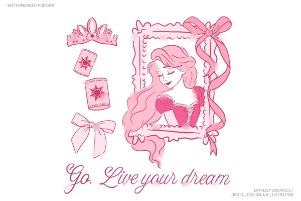 Rapunzel Princess Pink Aesthetic Clip Art [082] - Clipart