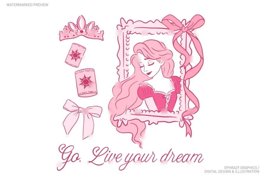 Rapunzel Princess Pink Aesthetic Clip Art [082] - 1