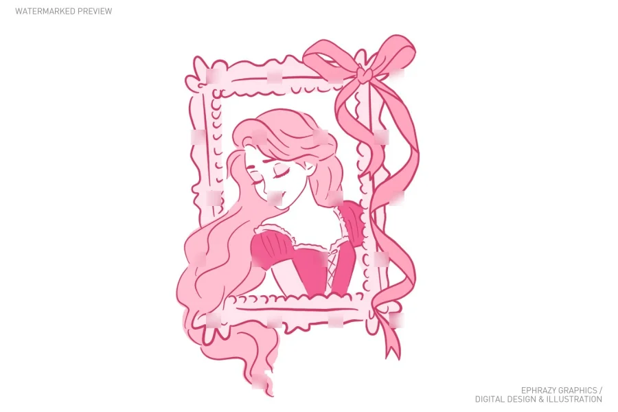 Rapunzel Princess Pink Aesthetic Clip Art [082] - 2