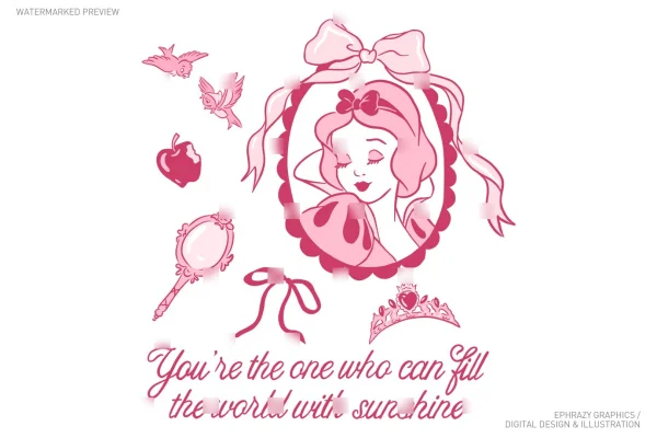 Snow White Princess Pink Aesthetic Clip Art [083] - Clipart