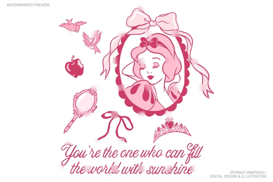 Snow White Princess Pink Aesthetic Clip Art [083] - 1