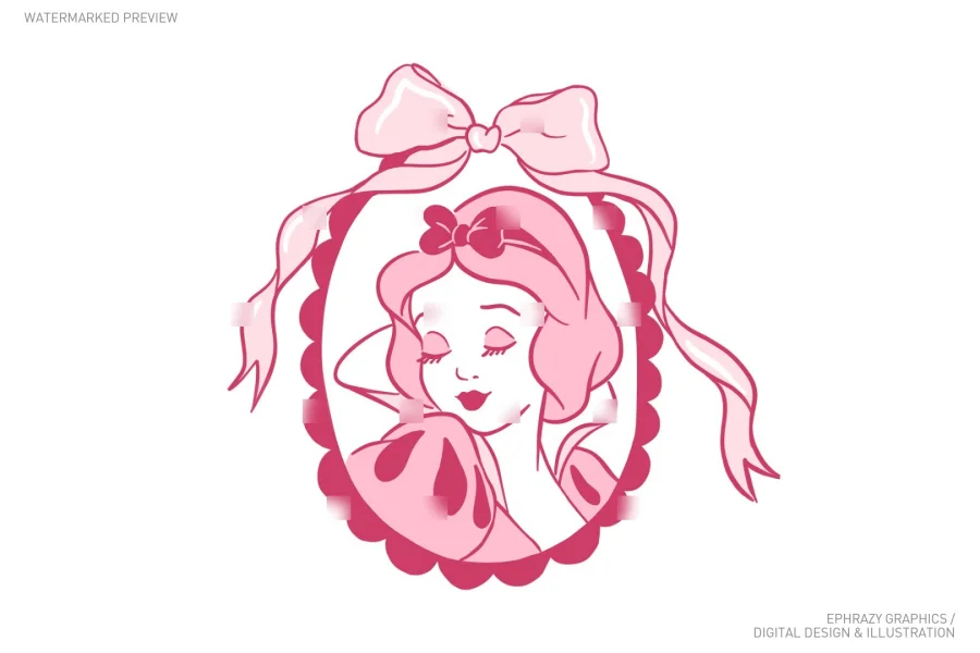 Snow White Princess Pink Aesthetic Clip Art [083] - 2