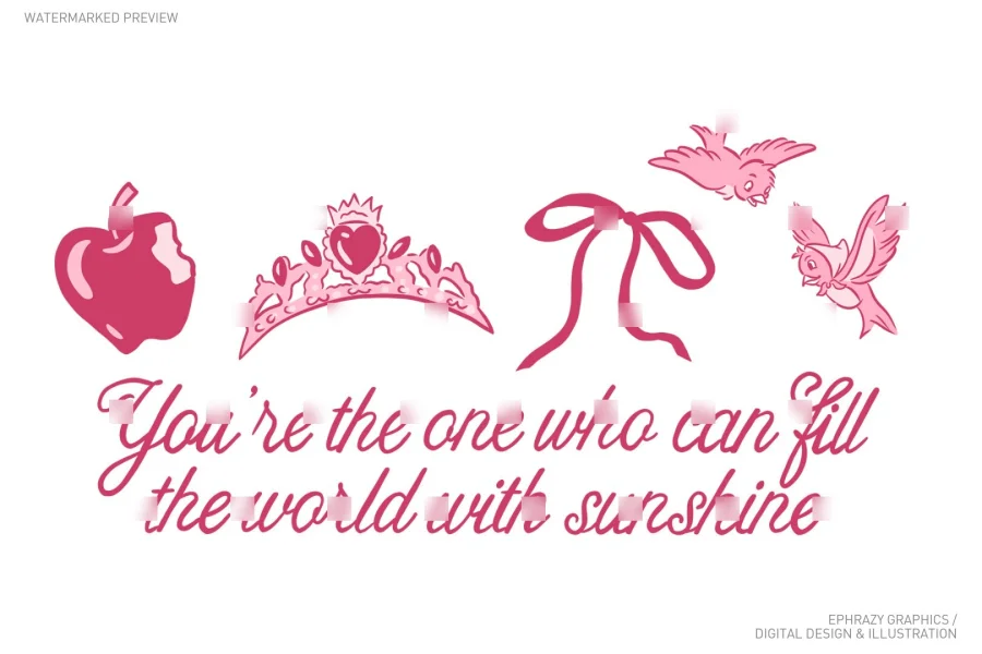 Snow White Princess Pink Aesthetic Clip Art [083] - 3