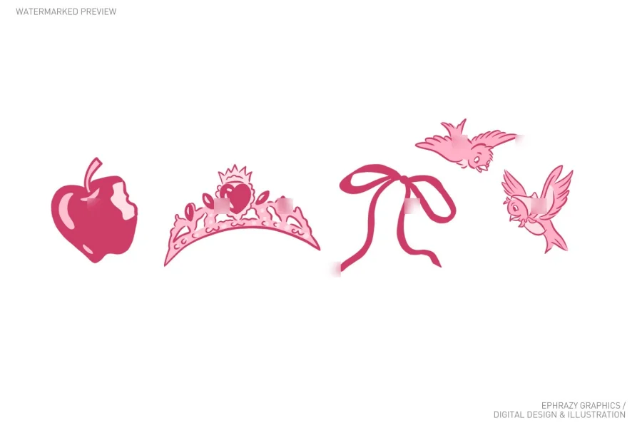 Snow White Princess Pink Aesthetic Clip Art [083] - 4