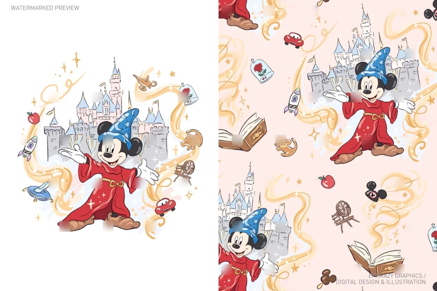 Mickey Sorcerer with Castles Set [086] - 1