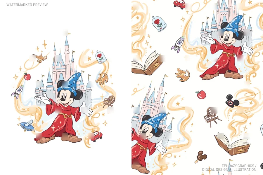 Mickey Sorcerer with Castles Set [086] - 2