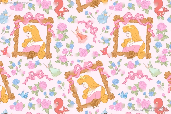 Sleeping Beauty Aurora Seamless Pattern [088] - Seamless