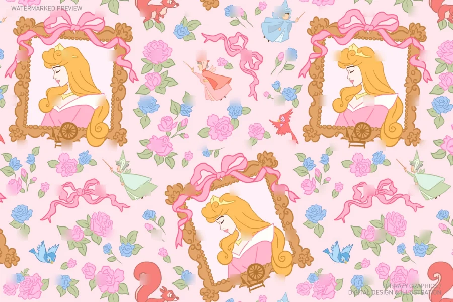 Sleeping Beauty Aurora Seamless Pattern [088] - 3