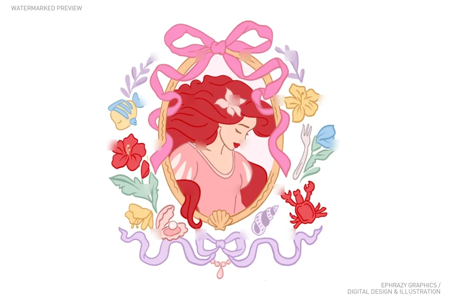 Little Mermaid Princess Ariel Clipart [089] - 1
