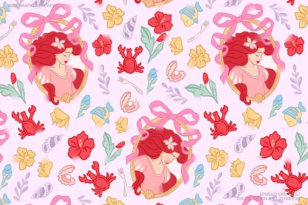 Little Mermaid Ariel Seamless Pattern [089] - Seamless