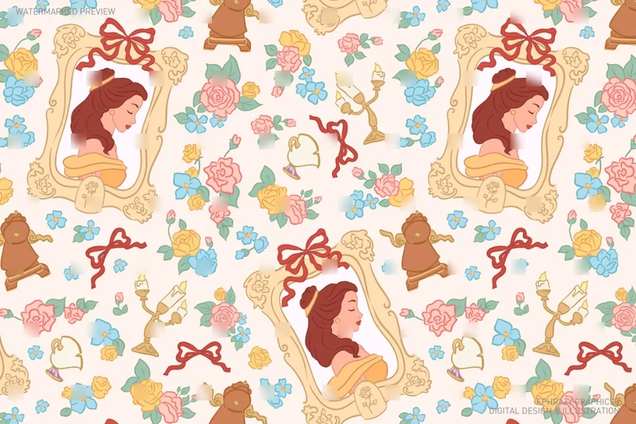 Beauty and the Beast Princess Belle Seamless Pattern [090] - 1