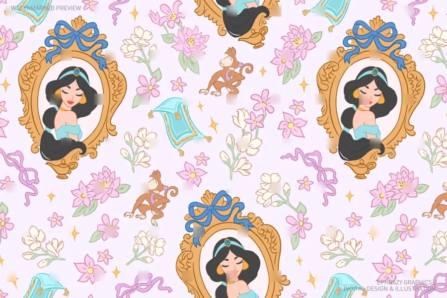 Aladdin Princess Jasmine Seamless Pattern [092] - 1