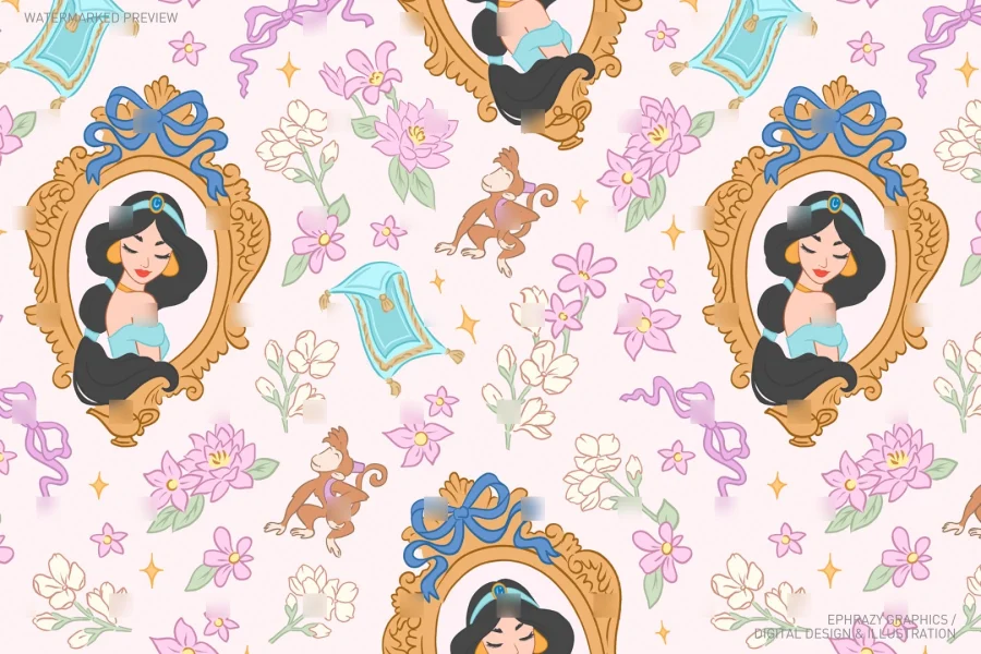 Aladdin Princess Jasmine Seamless Pattern [092] - 2