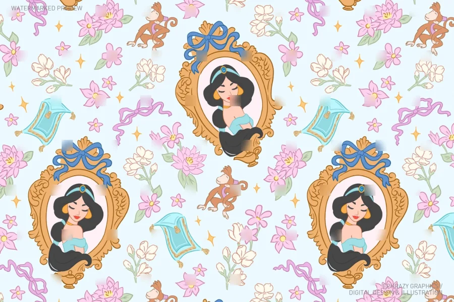 Aladdin Princess Jasmine Seamless Pattern [092] - 3