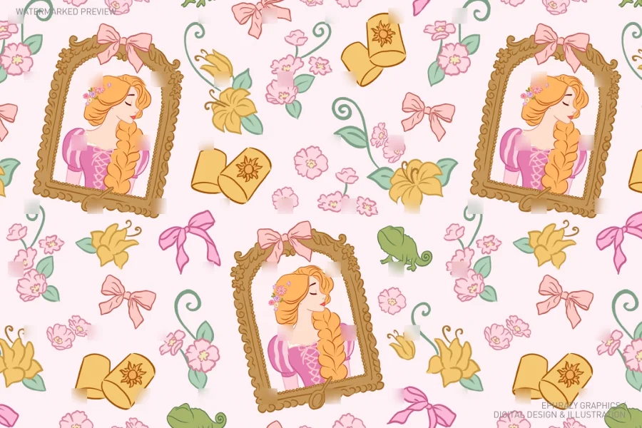 Tangled Rapunzel Seamless Pattern [095] - 2