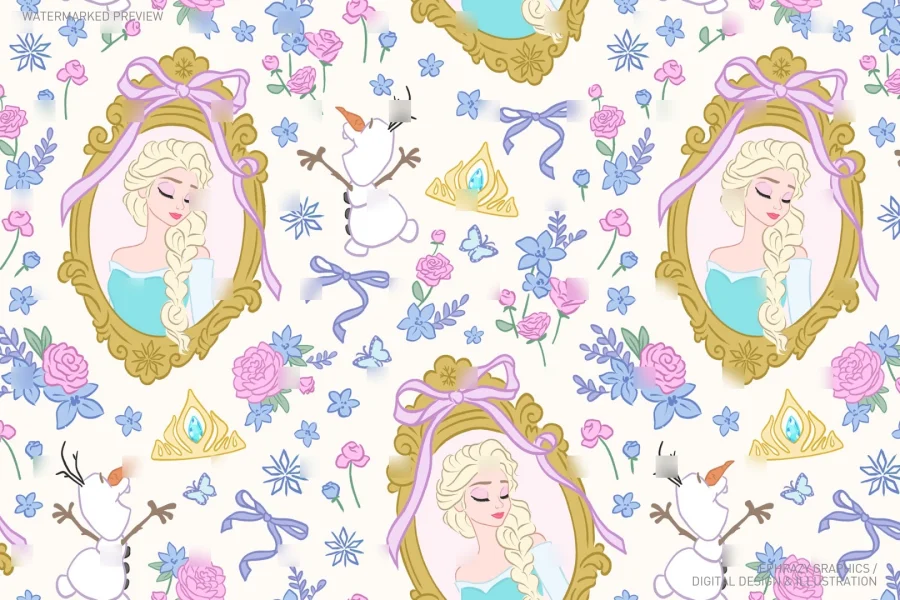 Frozen Queen Elsa Seamless Pattern [098] - 2