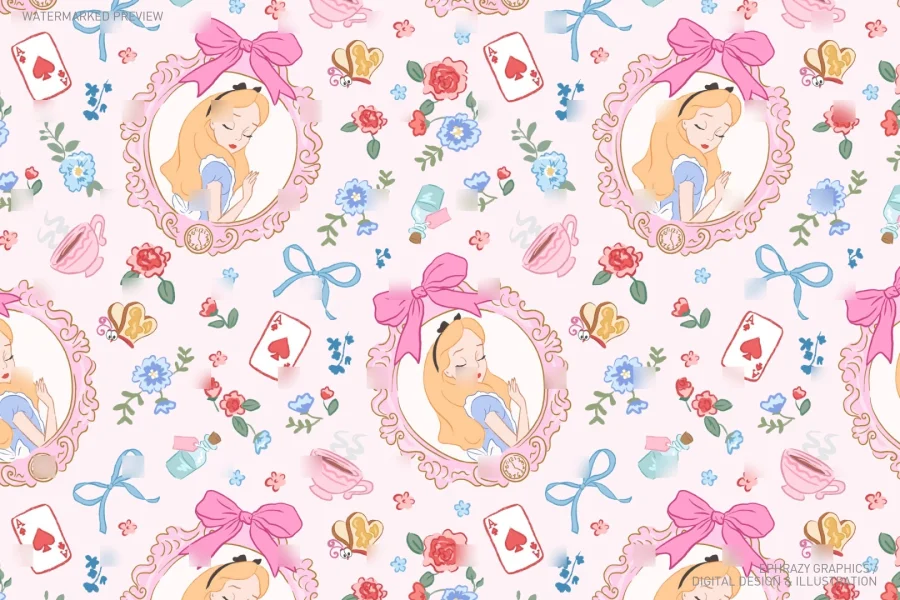 Alice in Wonderland Seamless Pattern [099] - 1