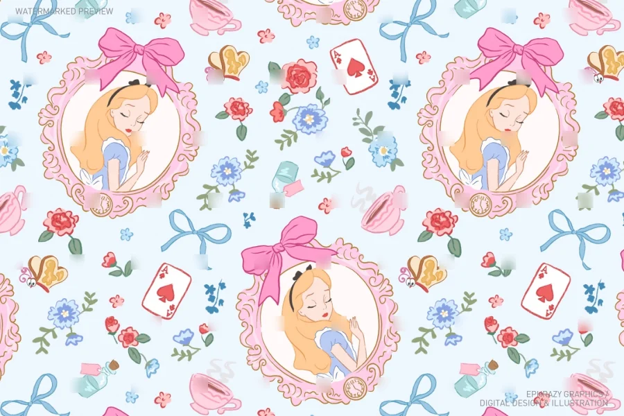 Alice in Wonderland Seamless Pattern [099] - 3