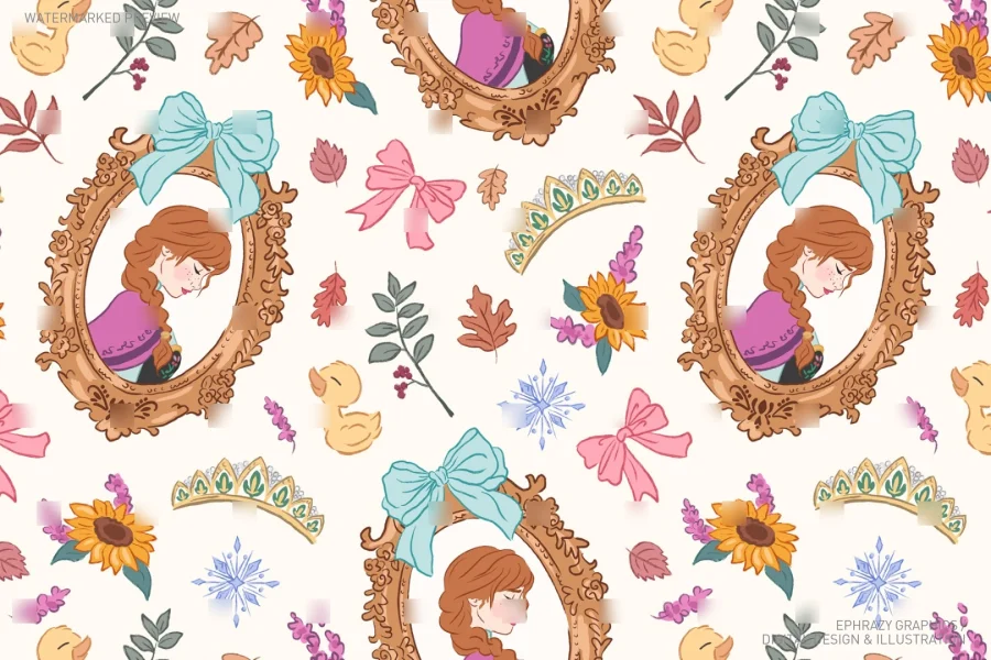 Frozen Princess Anna Seamless Pattern [100] - 2