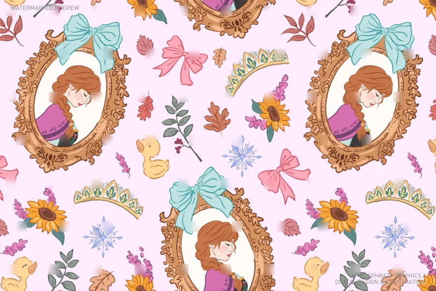 Frozen Princess Anna Seamless Pattern [100] - 1