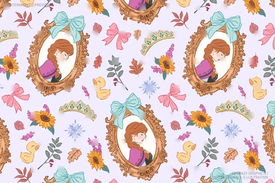 Frozen Princess Anna Seamless Pattern [100] - 4