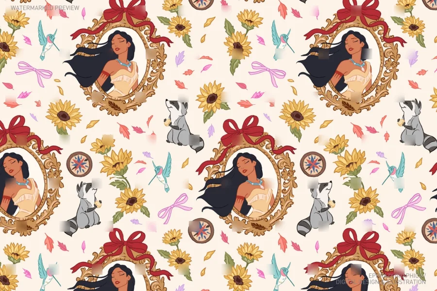 Pocahontas Princess Seamless Pattern [103] - 1