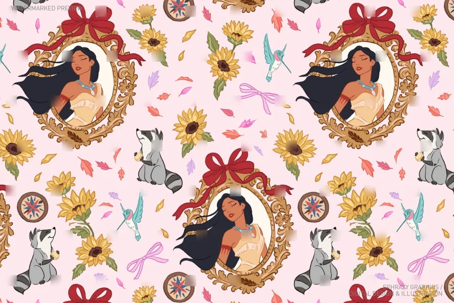 Pocahontas Princess Seamless Pattern [103] - 2