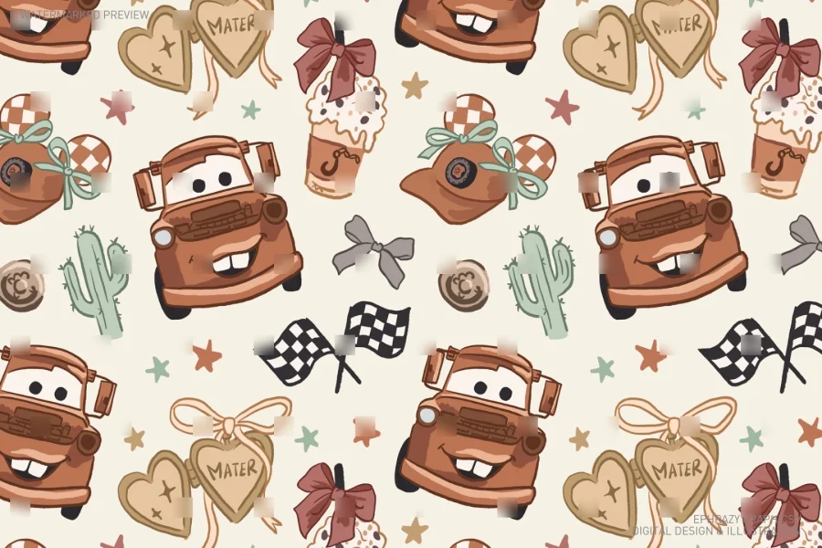 Tow Mater Cars Seamless Pattern [106] - 1