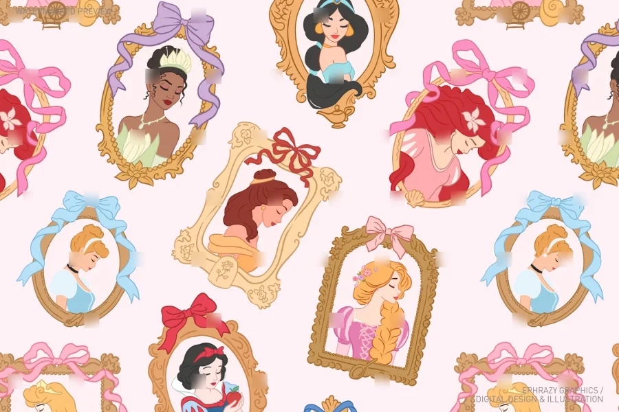 Disney Princesses Seamless Pattern [108] - 2